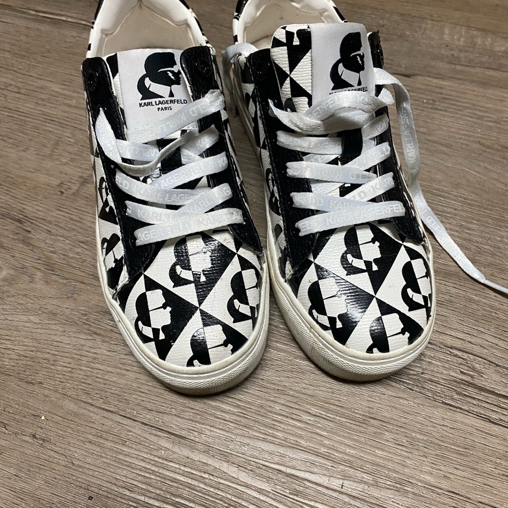 Karl Lagerfeld Black and White Graphic Sneakers